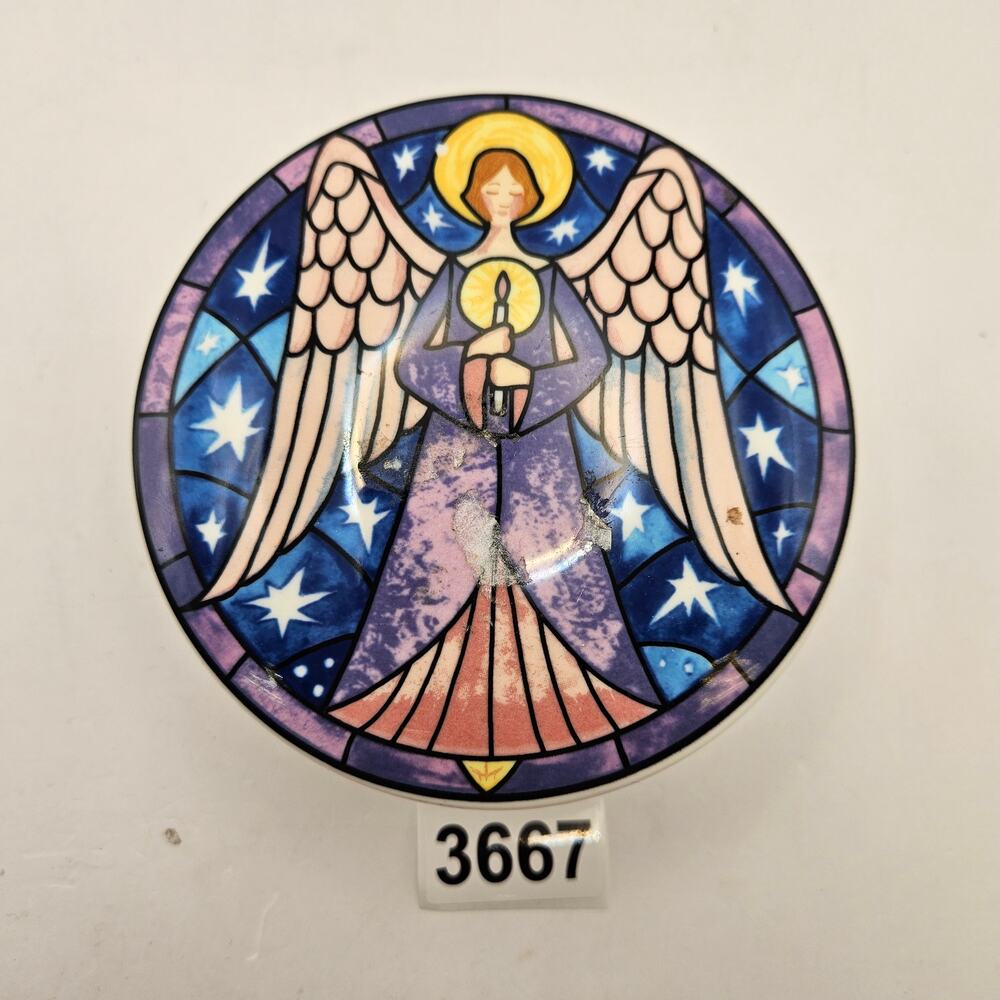 MIKASA HK501 ANGEL STAINED GLASS ANGEL TRINKET DISH CANDY BOWL
